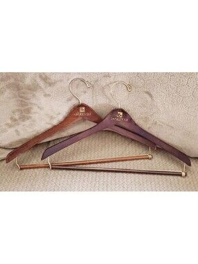 (2) Vintage NORDSTROM Wooden Clothes Hangers Pant Coat Suit Solid Sturdy